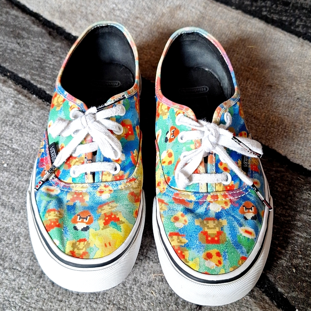 Rare super mario bros game over nintendo vans size 7.5 womens